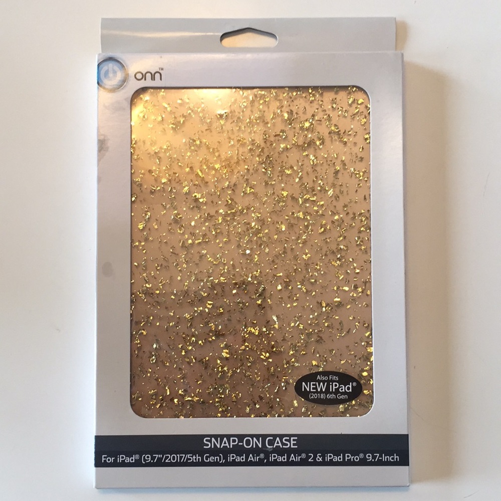 NWT Onn iPad Snap-On Gold Sparkle Case in Original Box